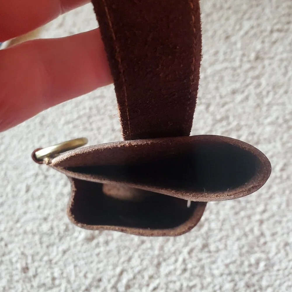 Brown Leather Cell Phone Holster Indian Head Snap Closure Belt Loop Pouch